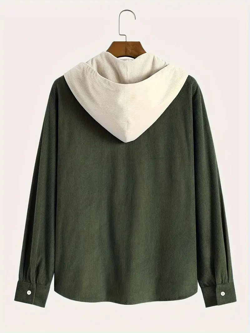 The 2025 new fashion trend spring and autumn corduroy hooded jacket is comfortable and casual for daily commuting for men