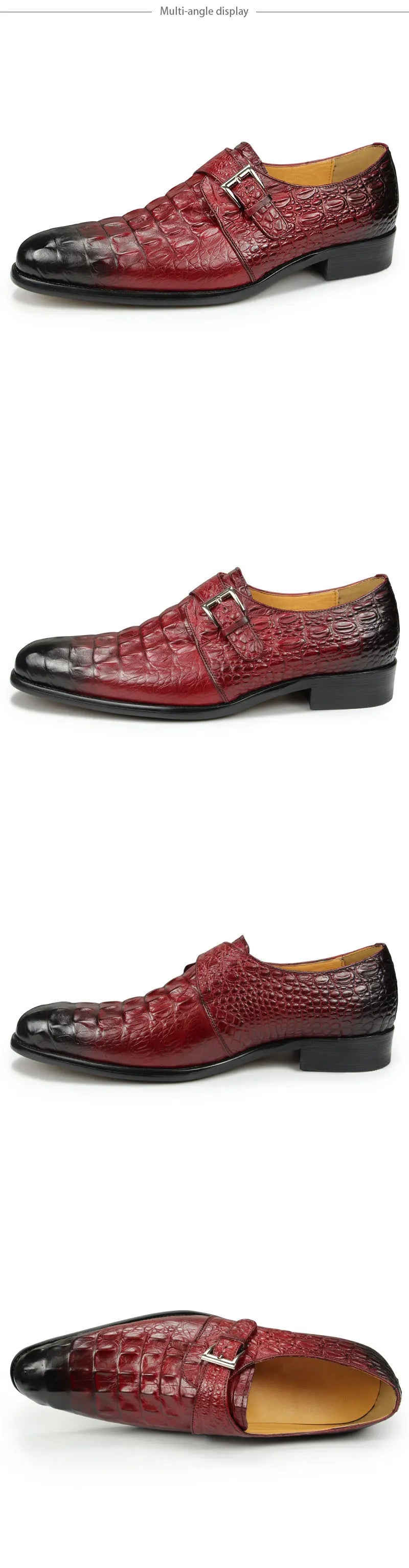 Luxury Crocodile Pattern Formal Leather Shoes Mens Monk Strap Oxford Mens Italy Style Loafers Sapato Social Masculino Zapatilla