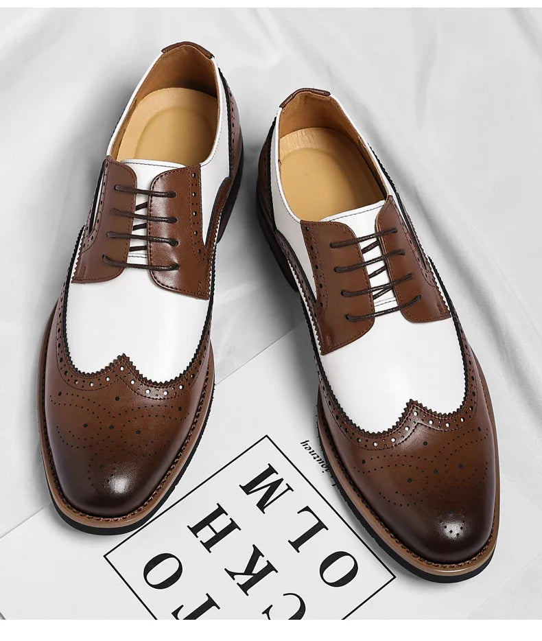 2026 New Brocker-carved Derby Men's Shoes Spring Summer New Business Formal Casual Shoes Male Fashion Big Size Leather Shoe Man