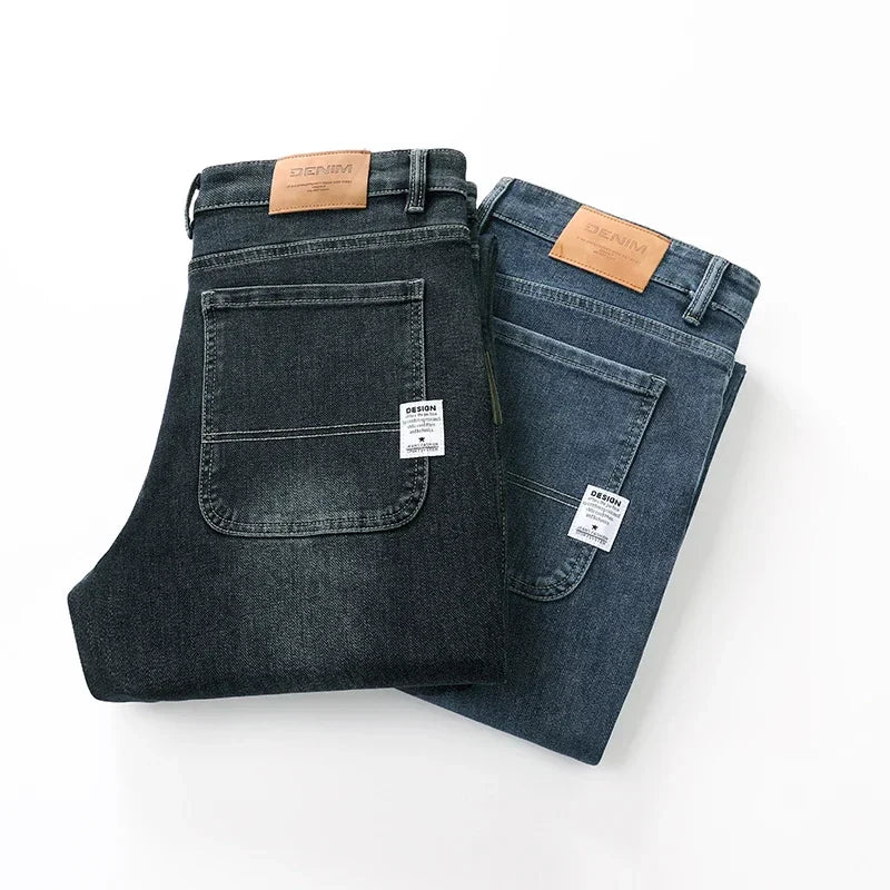 2025 New Spring and Autumn Men's Jeans, Loose, Comfortable, Straight, Business Casual, Versatile Wide-leg Business Trousers
