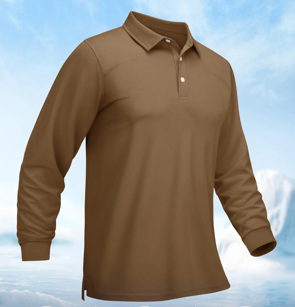 Men Sports Polo Shirts Quick Dry Golf T-shirts Breathable Work Shirts Casual Office Shirts Lightweight Top Long Sleeve