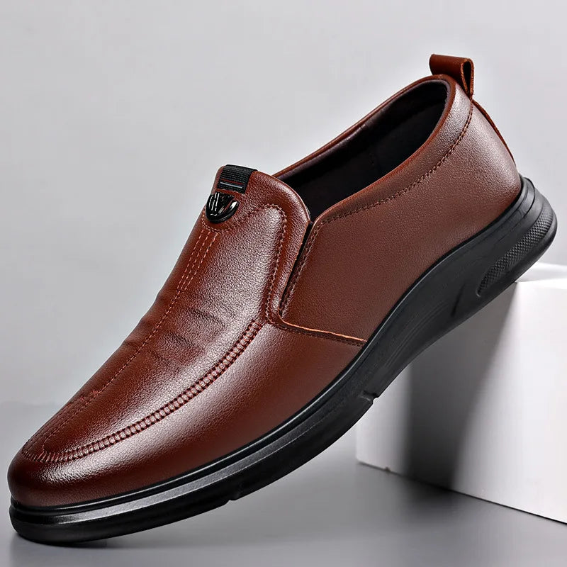 Spring Summer New Hallow Leather Shoes for Men Solid Color Fashion Dress Shoes Male Soft Sole Business Casual Shoe Man