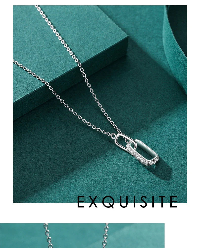 Romantic Lock Design Sparkling Clear CZ Necklace 925 Sterling Silver Chain Necklace For Women Fine Jewelry Wedding Gift