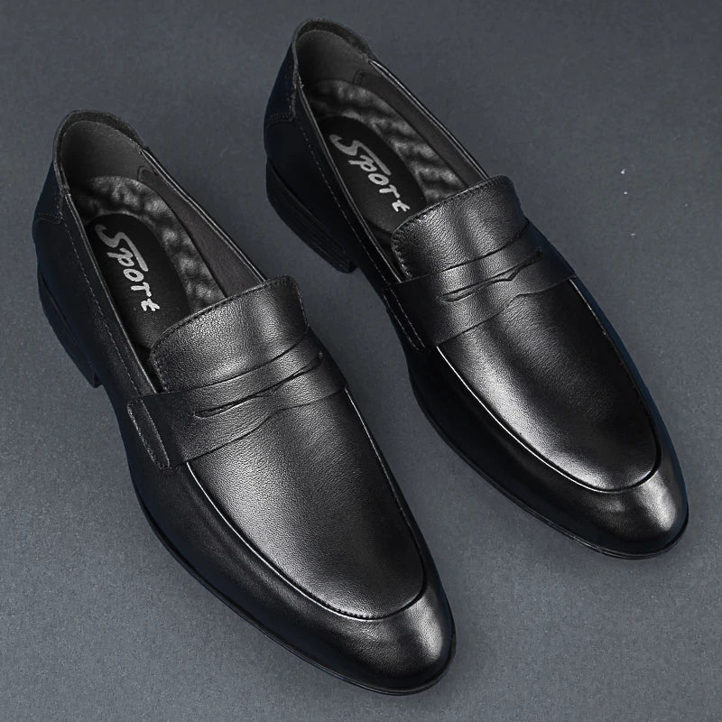 2024 New Luxury Brand Black Genuine Leather Gentleman Fashion Dress Shoes Men Business Loafers Men's Shoes Slip on Big Size 49