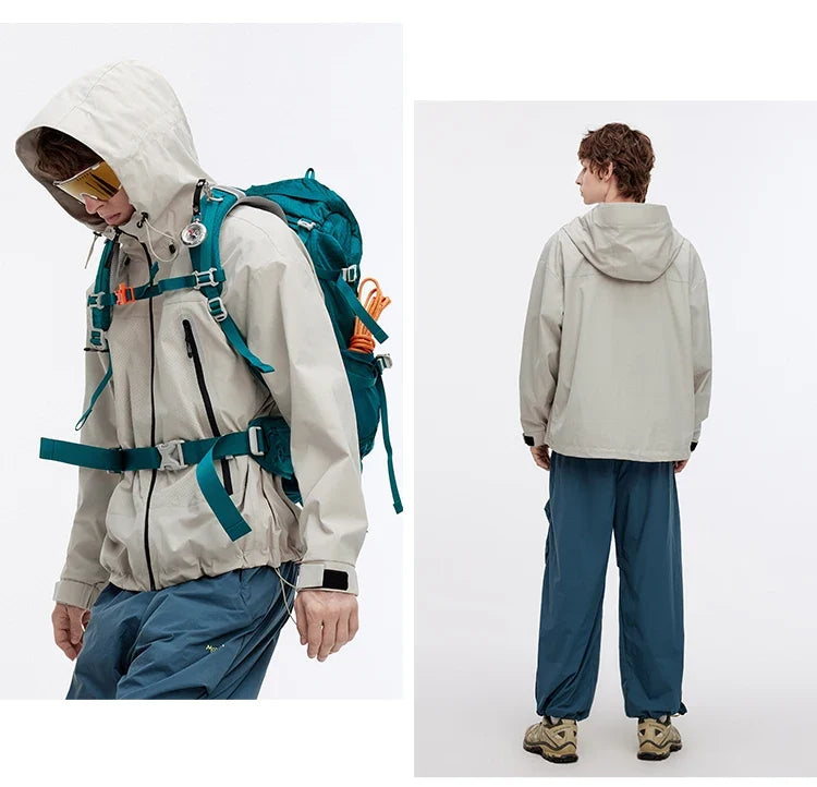 Jacket Men Outdoor Sport Loose Hooded Patchwork Mesh 2025 Autumn Textured Top Menswear Clothing Jackets