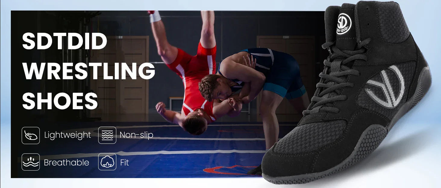 Professional Wrestling Boots Men's Lightweight Fighting Boxing Shoes High Quality Mesh Breathable Boxing Sneakers Big Size 40-50