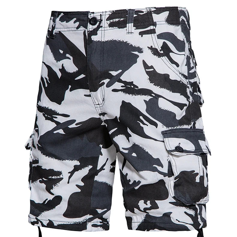 Men's Camo Shorts Summer Casual Half Pants Camouflage Outdoor Sports Short Pants Side Pocket Cotton Breathable Shorts