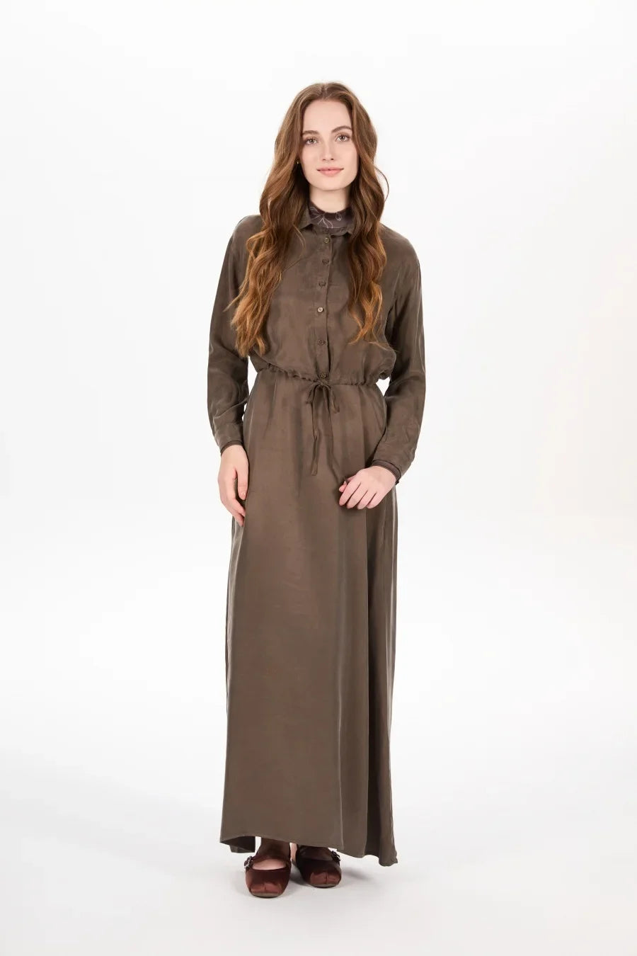 AW25 super soft high quality expensive cupro collection shirt + slip dress + skirt + print mockneck woman matching set