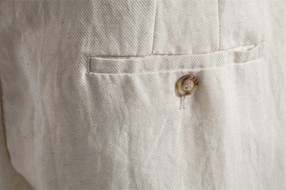 Men's Comfortable Elastic Waist Shorts Solid Color Cotton Linen Blend Multi Pocket Breathable Quick Dry Summer Shorts