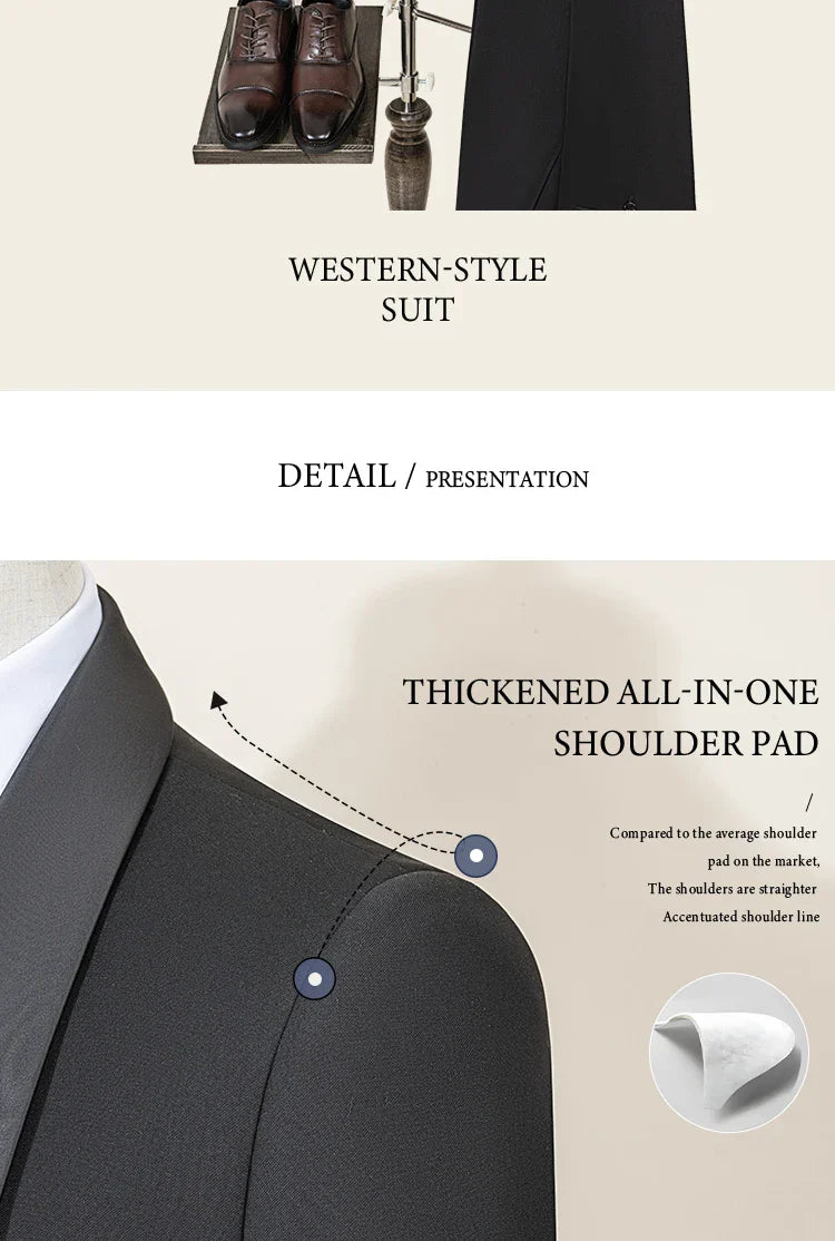Men's suit black collar formal dress wedding three-piece suit orthodox suit vest pants