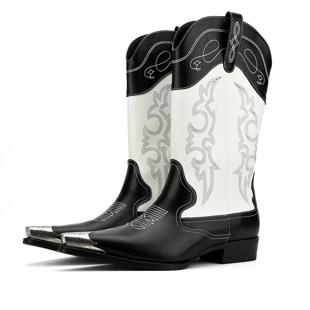 Casual embroidered metal pointed cowboy boots