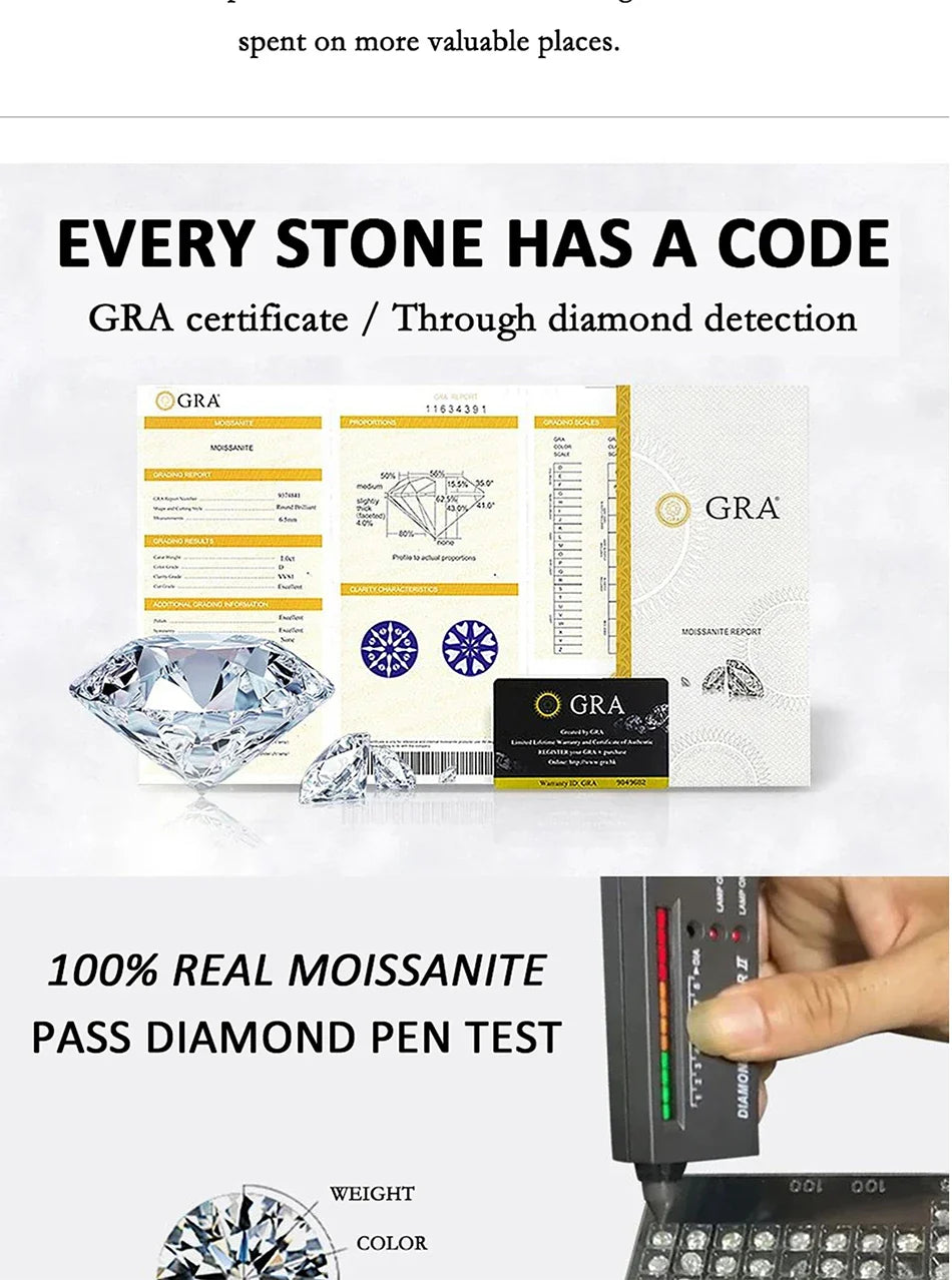 1-5CT Moissanite Necklace for Women S925 Pure Silver Round Laboratory Diamond Pendant Fashionable Wedding Luxury Jewelry