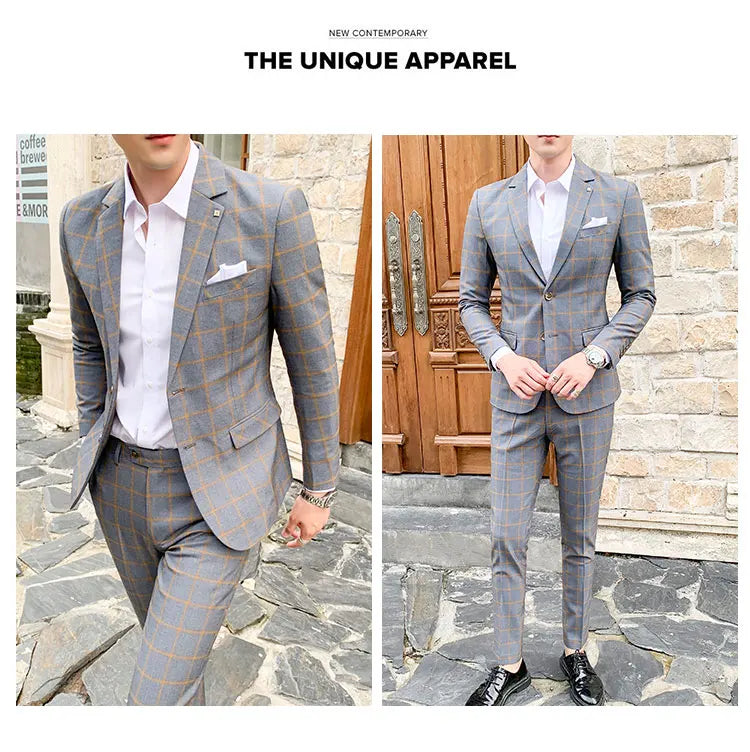 High-Quality Large Size Men's Wedding Suit 5XL S-Fourth Quarter 2024 Fashion Handsome Two-Piece Acetate Set (Suit + Trousers)