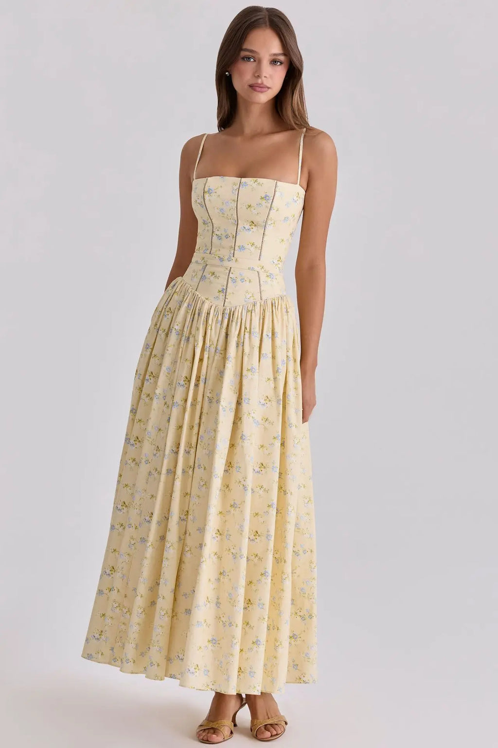 Suninbox Summer Floral Print Spaghetti Strap Maxi Dress Women Elegant Vintage Holiday Party Beach Wear Dress