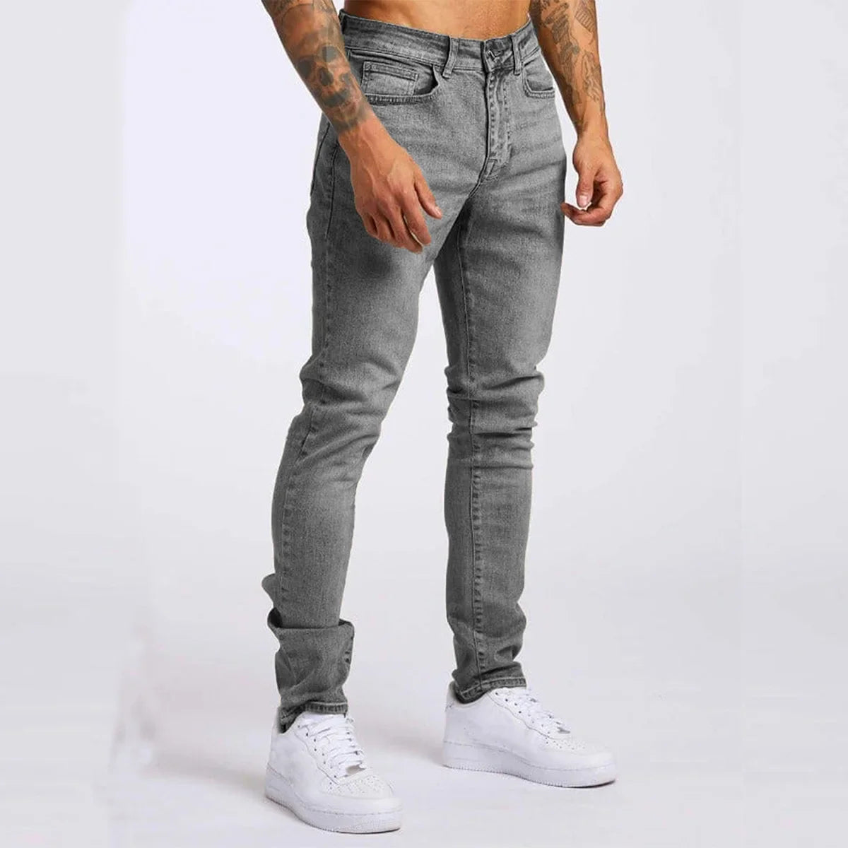 1pc men's elastic daily travel American street, regular banana pants jeans