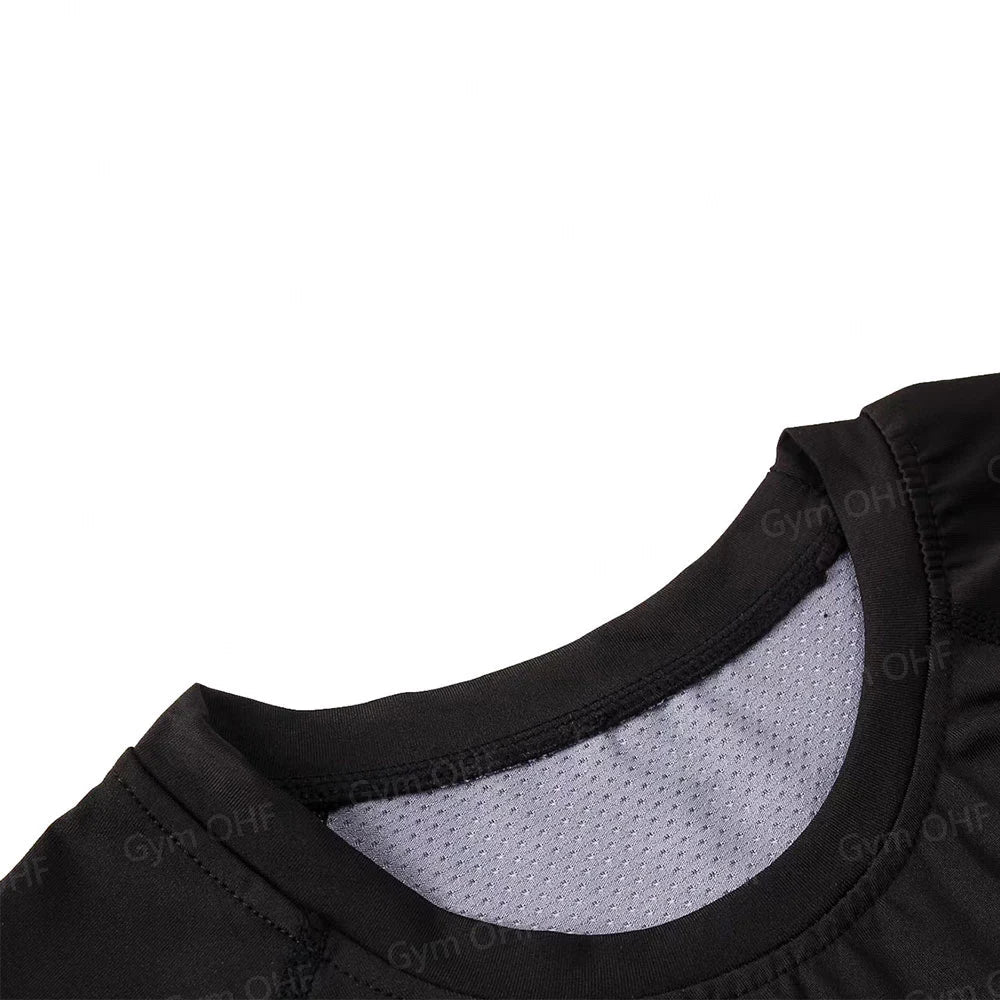 Funny Face 2 in 1 Shorts T Shirt Suits Men's Fitness Breathable Second Skin Compression Shirts Sets Gym Double Deck Shorts