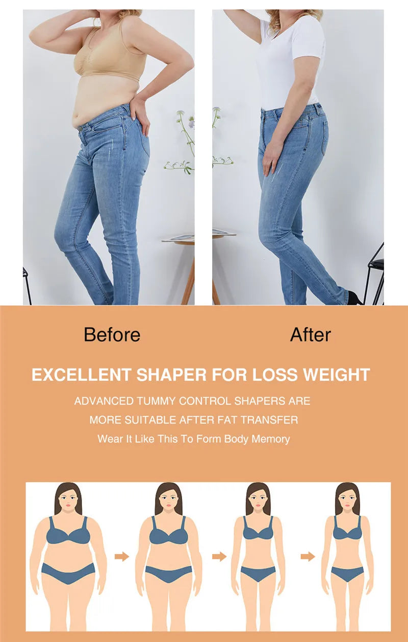 Fajas Shapewear High Compression Bodysuit Girdles with Brooches Bust for Daily and Post-Surgical Use Slimming Sheath Belly Women