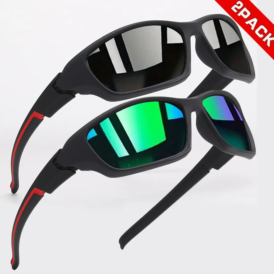 2PCS Colorful Sports Sunglasses - Wraparound Design, UV400 Unisex Comfort Fit for Cycling, Hiking & Outdoor