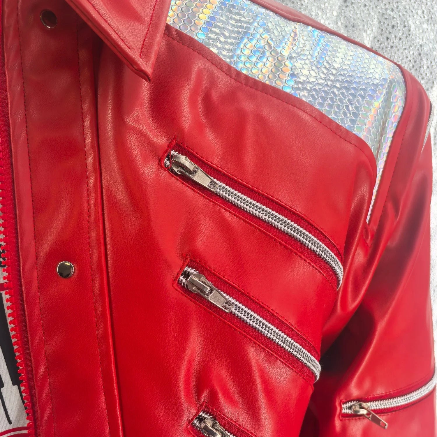 Punk Red Zipper Michael Casual Costumes America Fashion Style Jacket Outwear Imitation