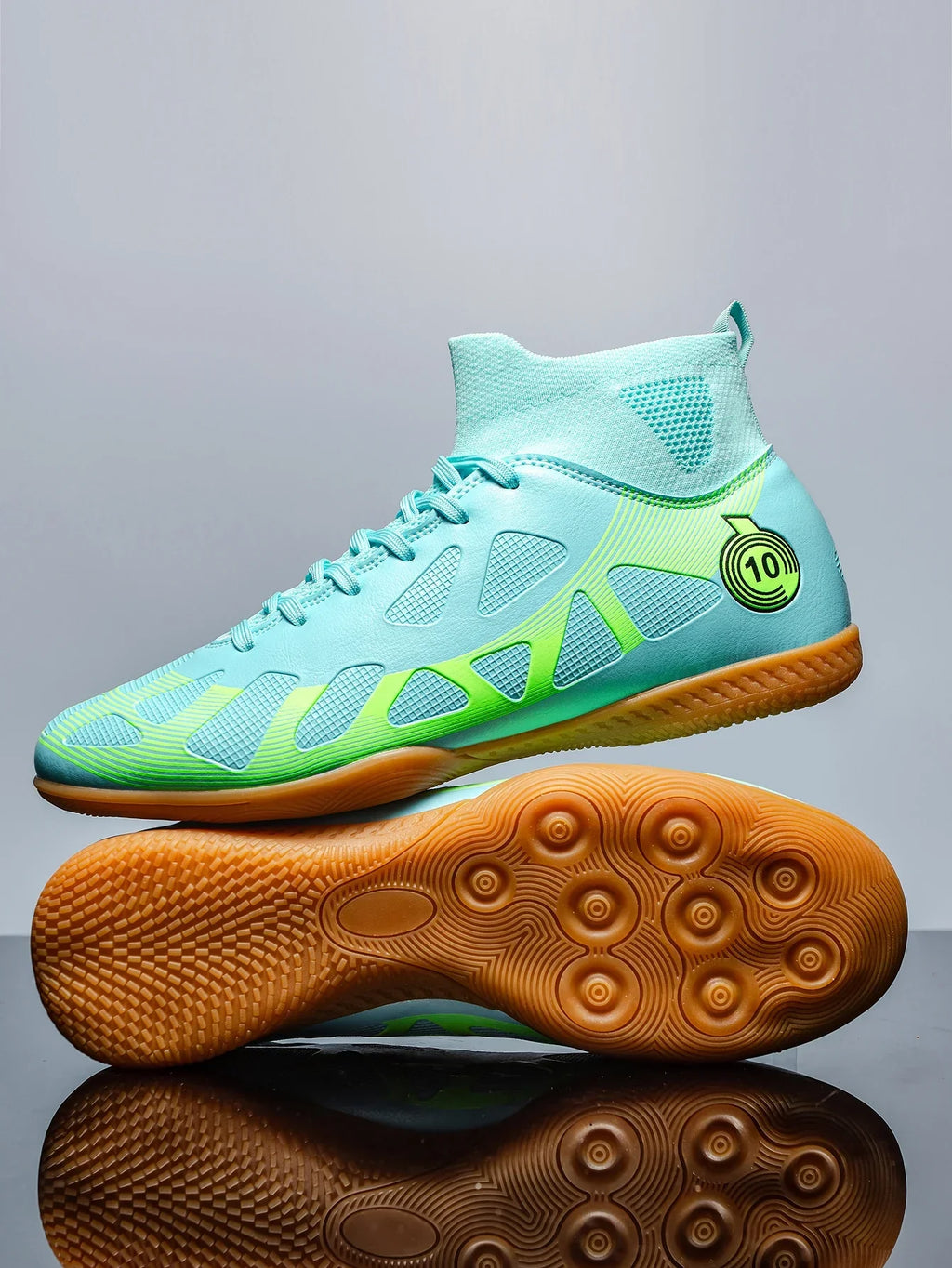Men's Sports IC Indoor Flat Bottomed Football Shoes Adult High-Tops Wear Resisting Training Shoes Teenagers Non Slip Shoes