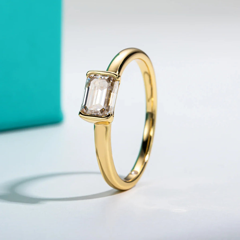 1 Carat Emerald Cut D Color Moissanite Ring  925 Sterling Silver  Engagement Wedding Rings For Women Wholesale