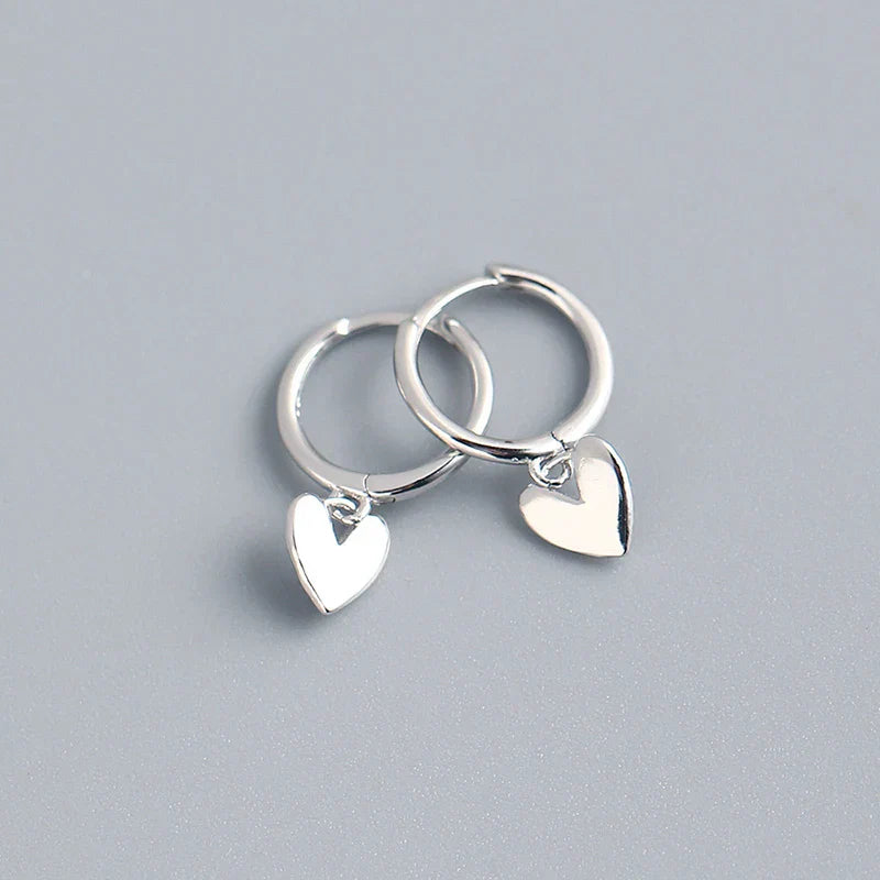 925 Sterling Silver INS Minimalism Sweet Love Heart CZ Zircon Hoop Earrings For Women Girl Small Ear Buckle Jewelry Gift