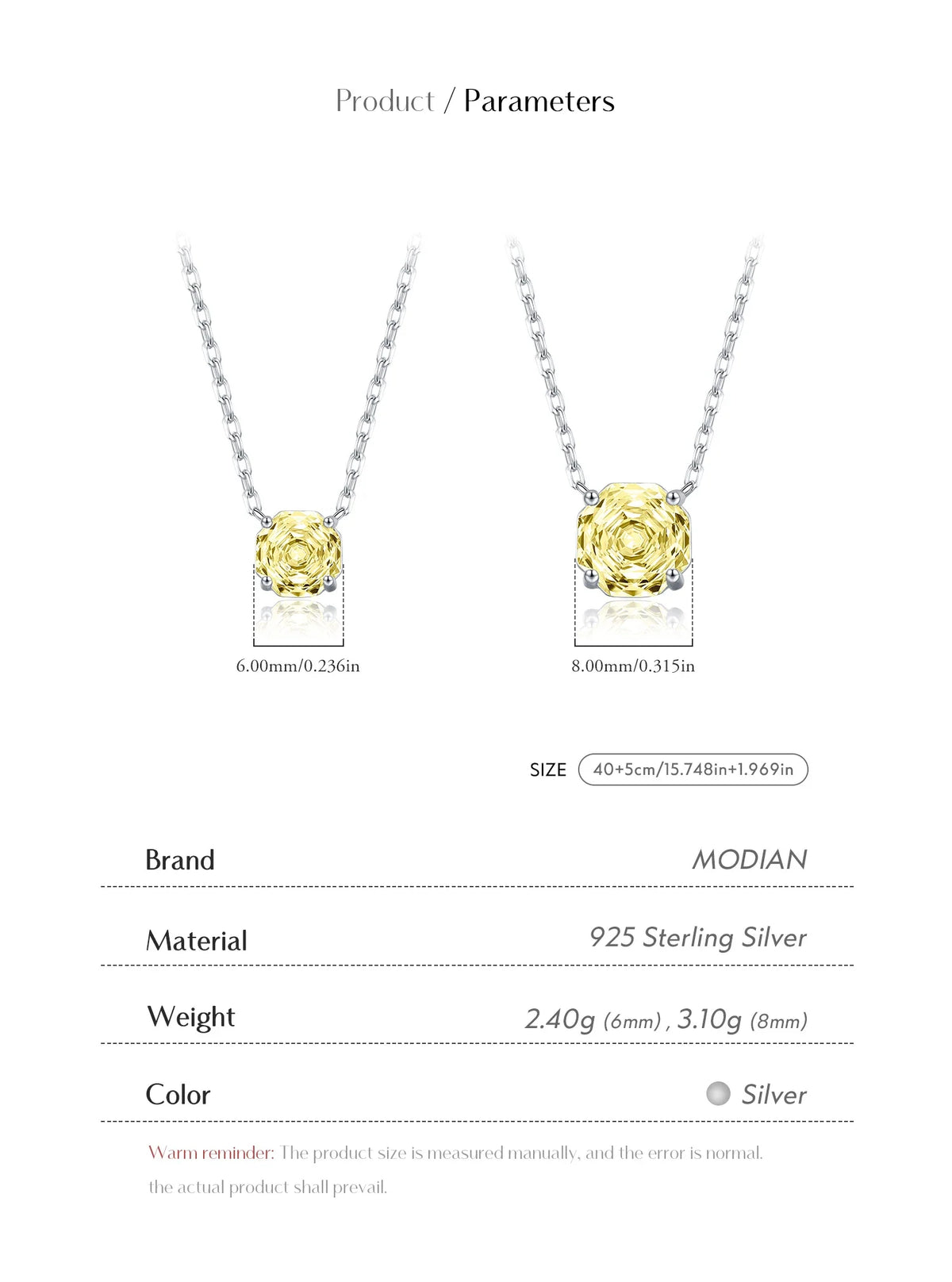 925 Sterling Silver Pendant Necklace Dazzling Light Yellow Rose Cut Zirconia Necklaces For Women Fine Jewelry