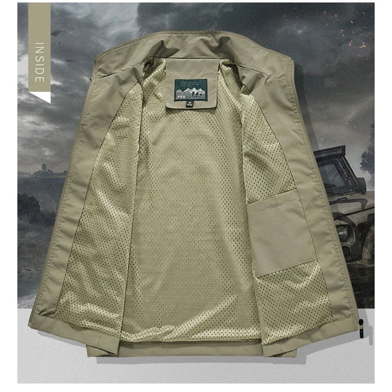 2025 New Fashion Men's Vest Windproof Solid Sleeveless Jacket Motorcycle Ourdoor Waterproof Biker Vest for Men Clothing