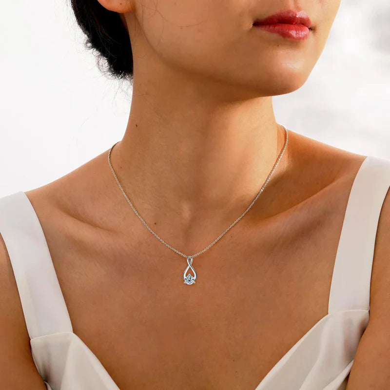 Collier Argent 925 Sterling Silver Pendant Necklace Certified 6.5mm Round Cut Moissanite Infinity Necklace for Women