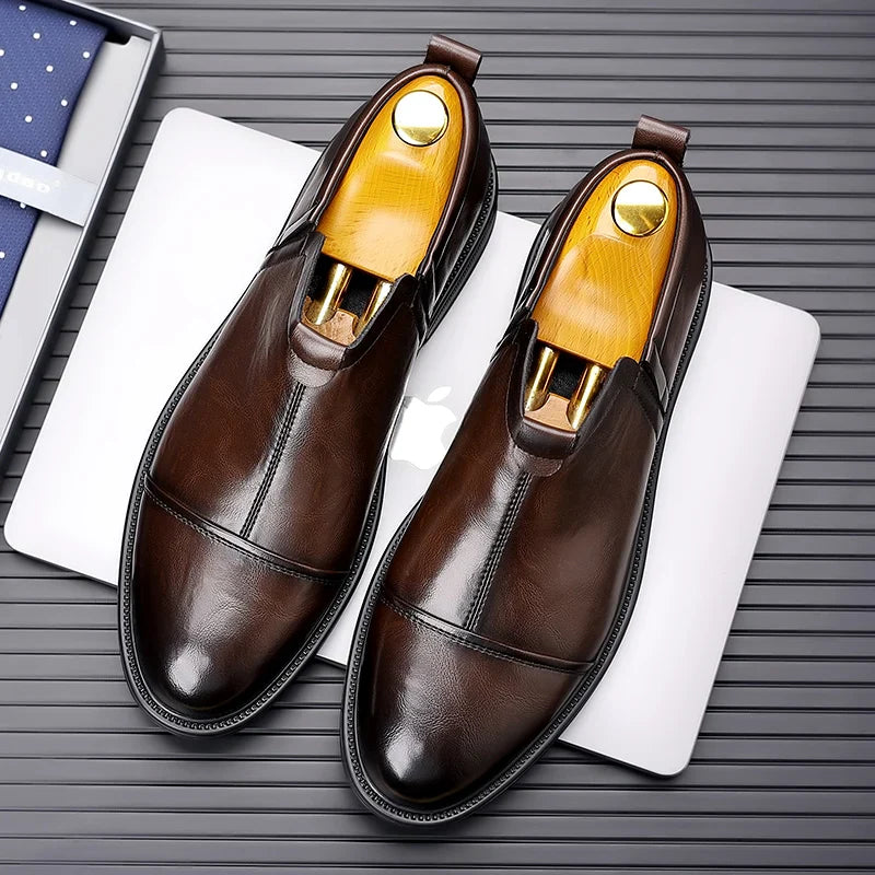 Men's Fashion Trends Leather Loafers Shoes Men's Formal Party Business Negotiation Social Office Shoes Comfort Round Toe Shoes