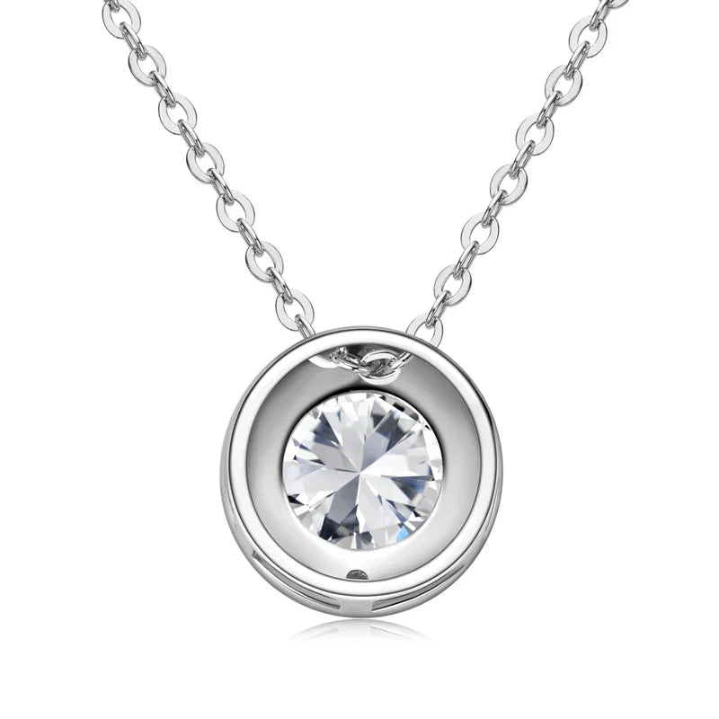GRA Certified 6.5mm Sparkling Moissanite Round Pendant Necklace for Women 925 Sterling Silver Wedding Fine Jewelry Gift