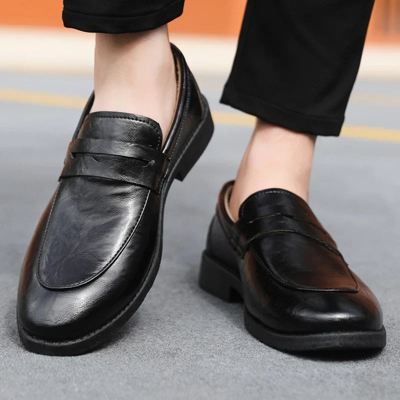 Mens Casual Leather Shoes Comfortable Slip on Loafers Leather Dress Shoe Classic Business Footwear zapatos para hombre chaussure