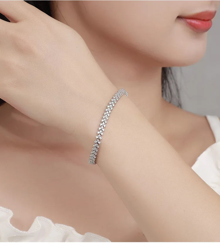 2025 New In Real D Color Full 1.4mm Moissanite Tennis Bracelet For Women S925 Silver Diamond Link Chain Bracelets Wholesale