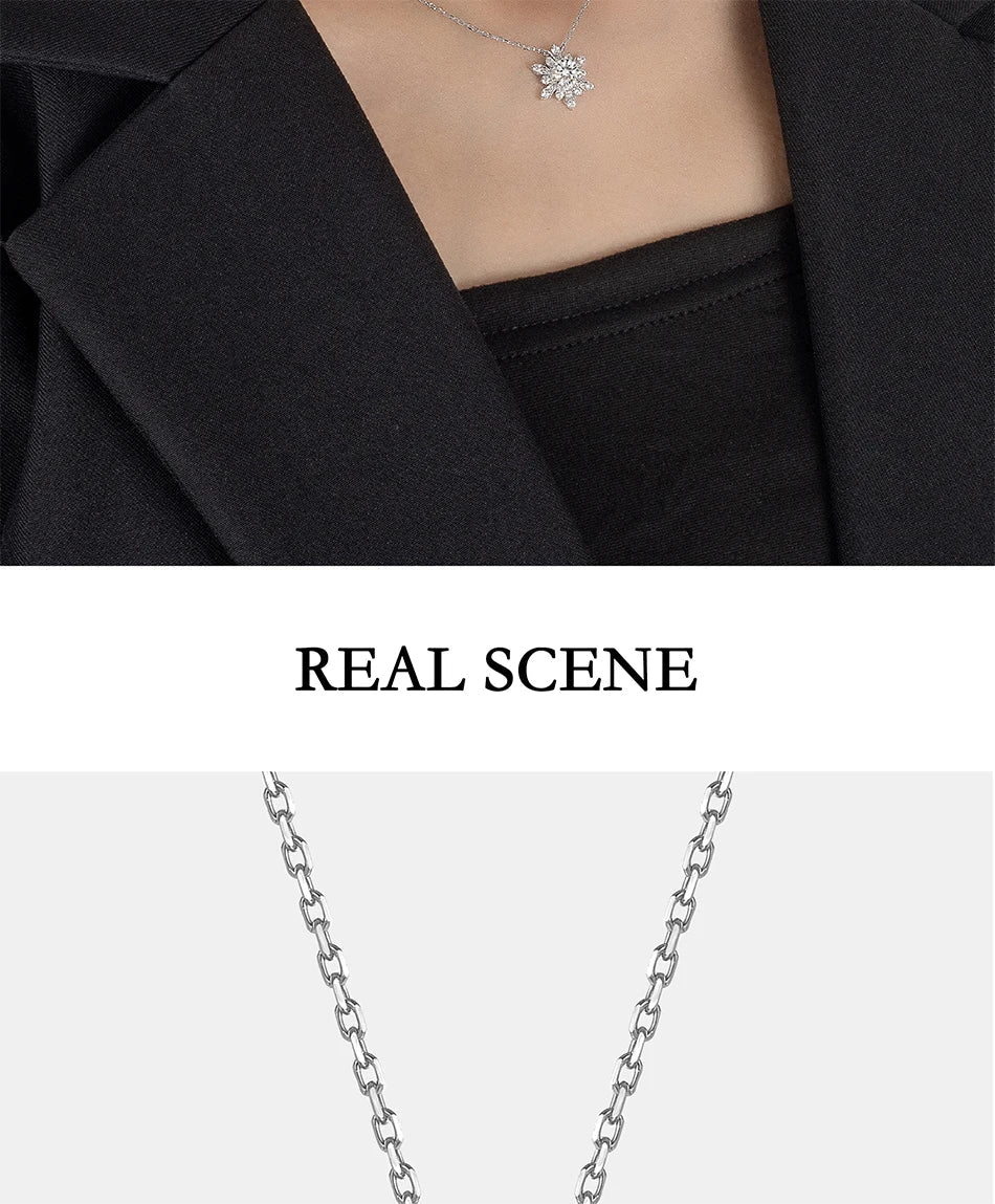 1CT moissanite necklace for women S925 pure silver snowflake design laboratory diamond pendant luxury party jewelry