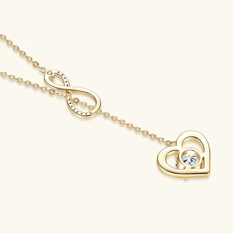 Round Moissanite Y-shape Lariat Cross Heart Infinite Pendant Necklace Chain for Women 925 Sterling Silver Jewelry Gifts