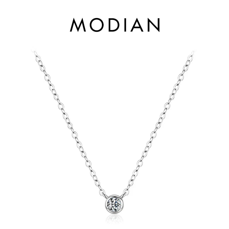 925 Sterling Silver Simple 4mm Zircon Link Chain Pendant Necklace Fine Jewelry Fashion Choker Necklace For Women