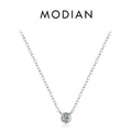 925 Sterling Silver Simple 4mm Zircon Link Chain Pendant Necklace Fine Jewelry Fashion Choker Necklace For Women