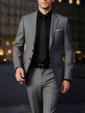 Men's Burgundy 2-Piece Suit Set (Blazer + Trousers Only, No Vest Included),Slim Fit Formal Business Wedding Party Jacket & Pants
