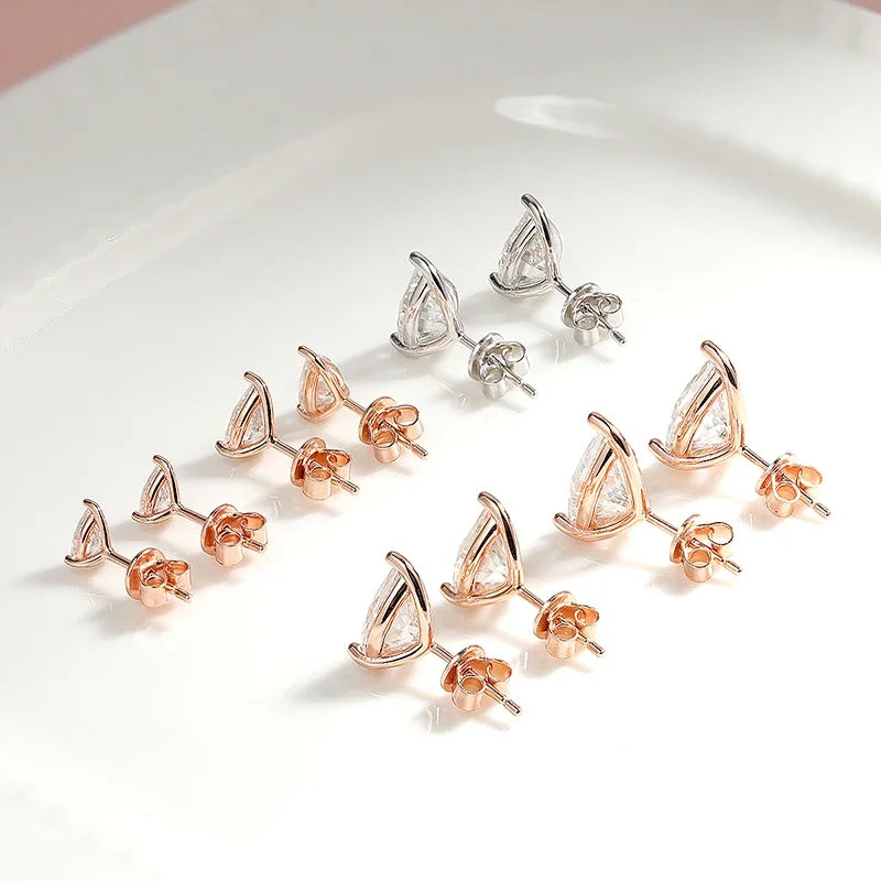 0.5CT 1CT Pear Cut Certified Moissanite Stud Earrings for Women 100% 925 Sterling Silver Plated 18k Gold Wedding Jewelry