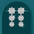 Full Moissanite Drop Earrings for Women Bridal Sun Flower Lab Diamond Stud Earring 925 Sterling Silver Plated Gold Fine Jewelry