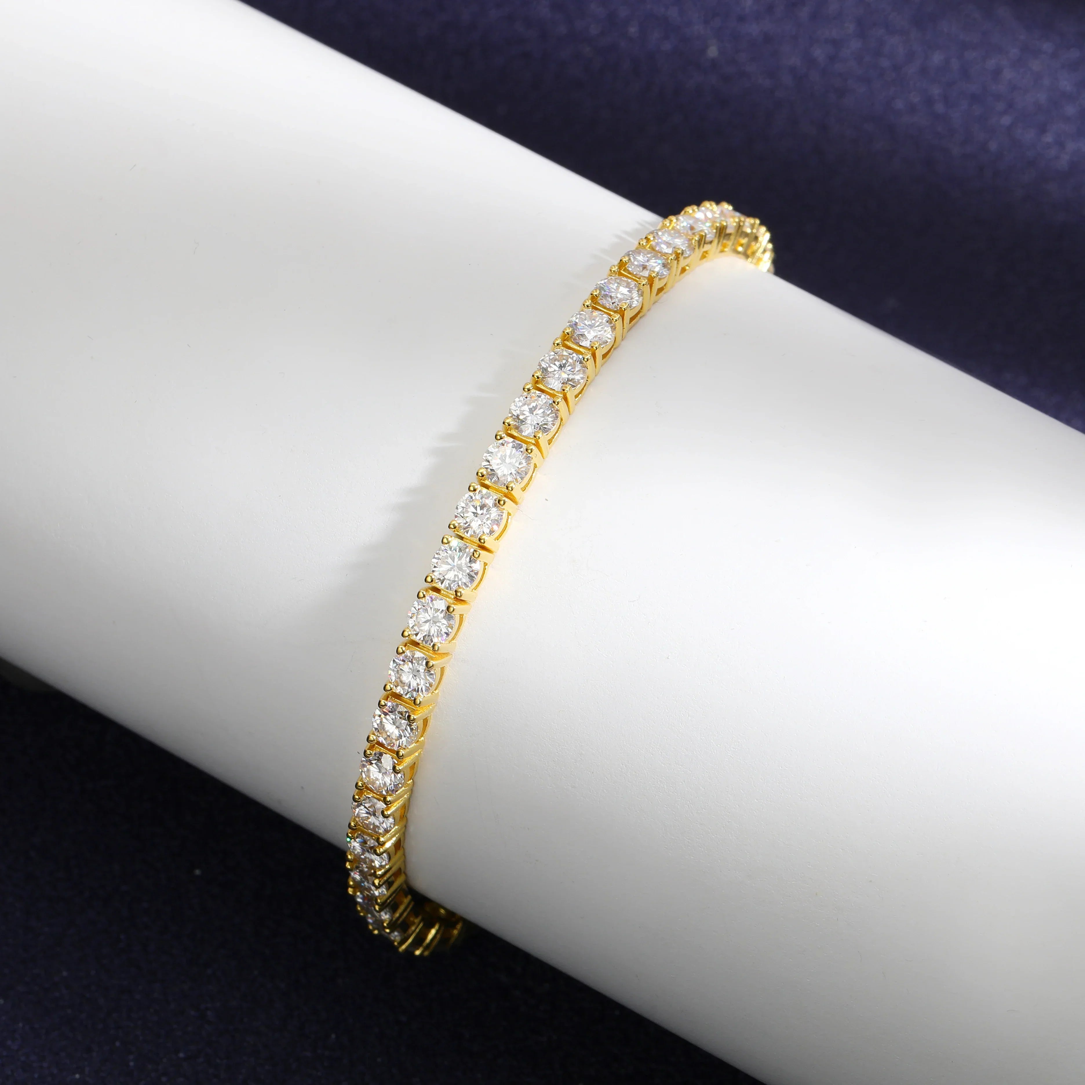 Hidden Spring Buckle Full Moissanite Tennis Bracelet D Color 2/2.5/3/4/5mm Lab Diamond Link Bracelets For Women Man Gift