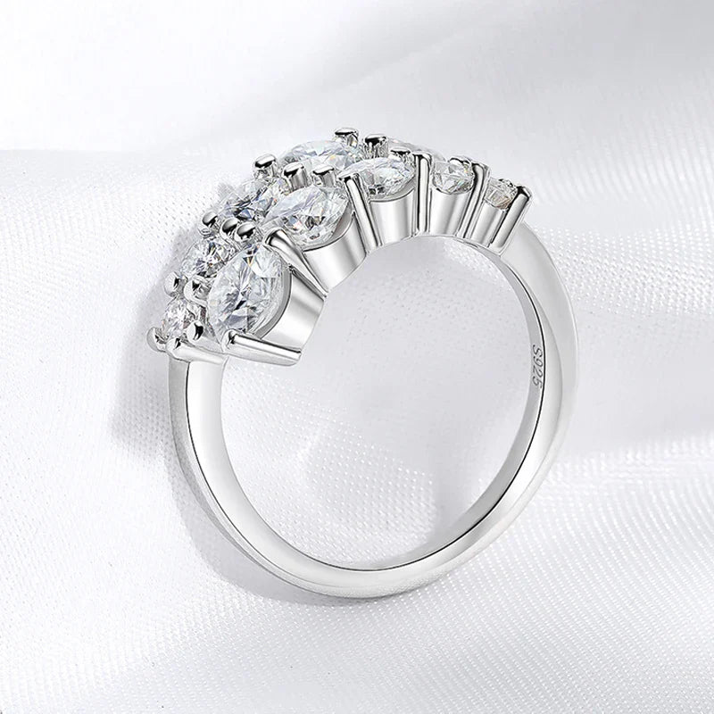 10 Gems Full Moissanite Rings for Women Sparkling Flawless Lab Created Diamond Wedding Band S925 Sterling Silver Jewelry