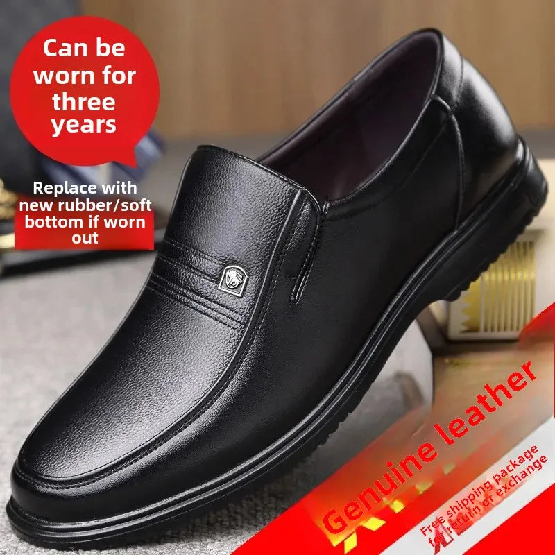 Men's Casual Leather Shoes – Breathable, Non-Slip, Daily Wear, Black or Brown, EU 40–48