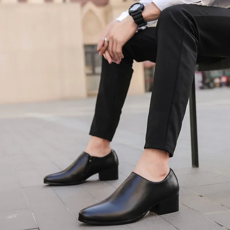 Men’s Leather Pointed Toe Shoes – Formal Slip-On Dress Footwear, Black/Brown, Sizes 40–48