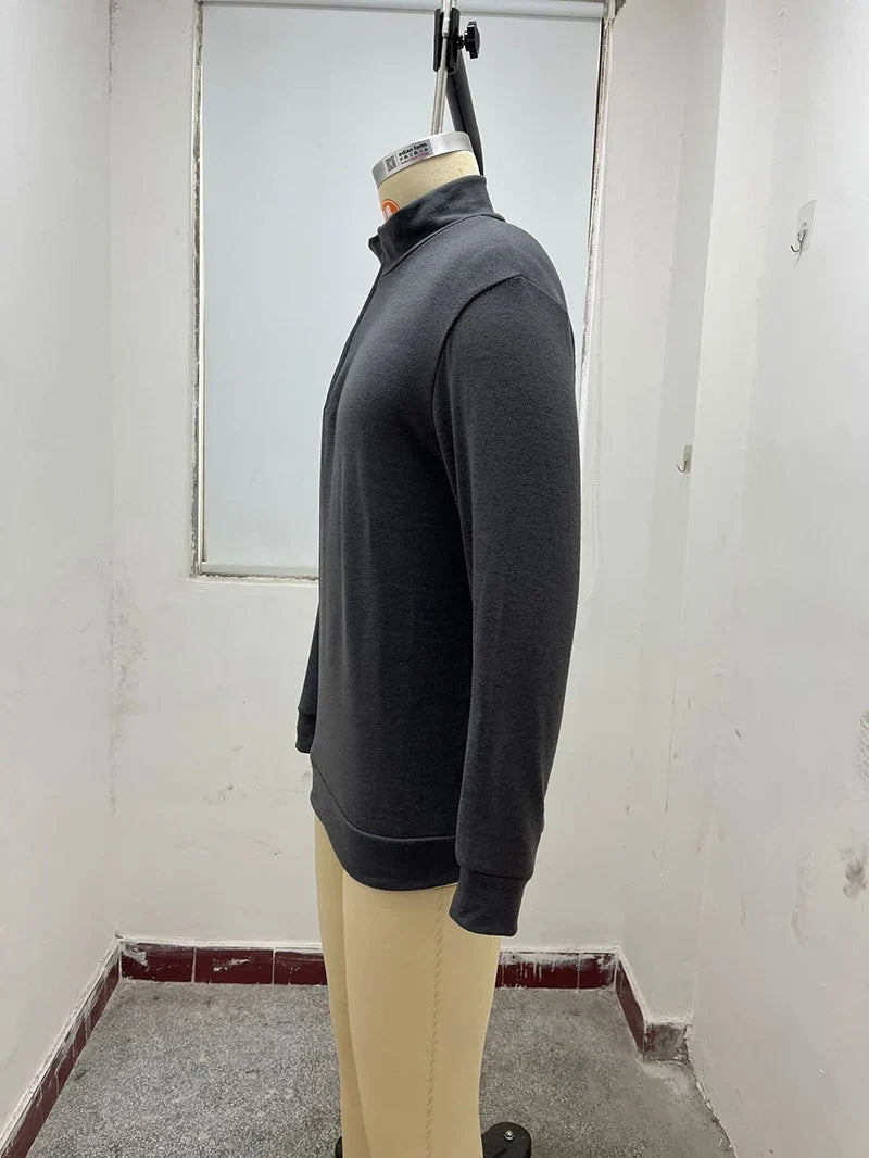 Men's Casual Sweater New V-neck Long Sleeve Pullover Outdoor Work Sweatshirts Autumn Lightweight Half Zipper Sweater Winter Top