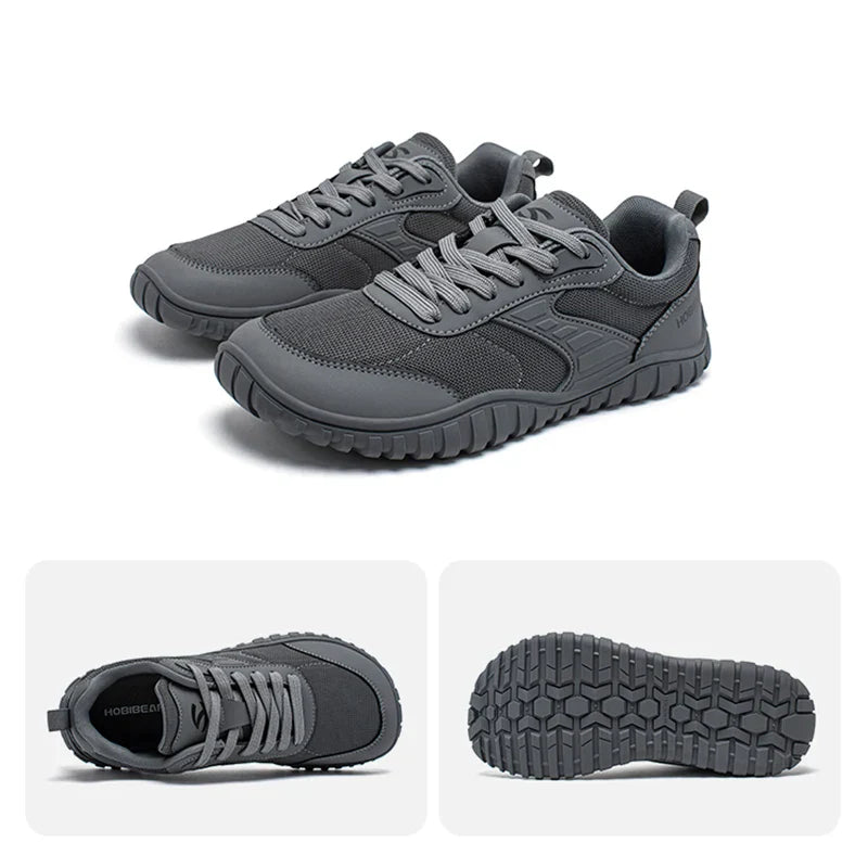 Wide Toe Shoes Mens Womens Artificial Leather Running Sneakers Lace Up Lightweight Breathable Walking Shoes