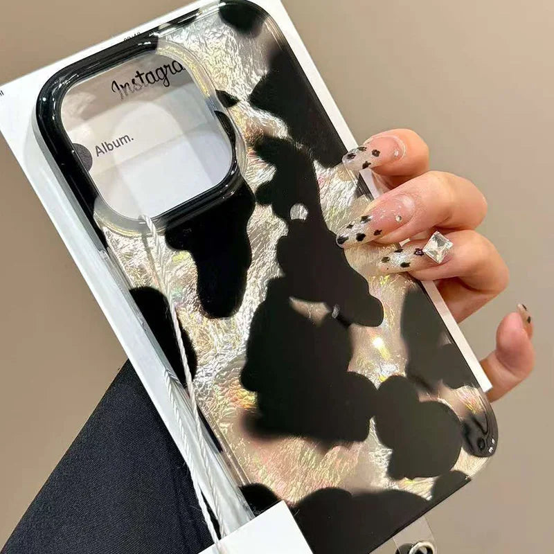 Gradient Ink Marks Laser Phone Case For Phone 17 Air 16 15 14 13 12 11 Pro Max XS XR 7 8 Plus Stylish Leopard Print Bumper Cover