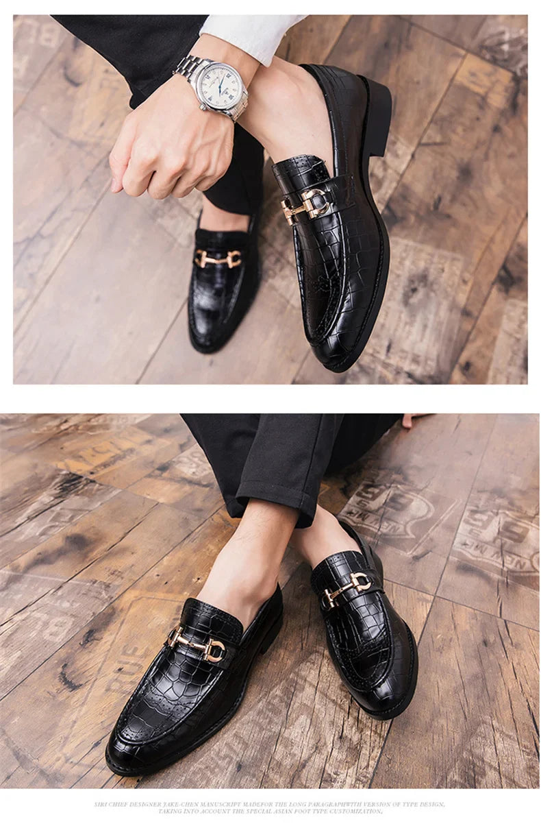 Classic Social Leather Shoes For Men Leather Loafers Wedding Casual Business Brogues Shoes Men Office Leather Men's Dress Shoes
