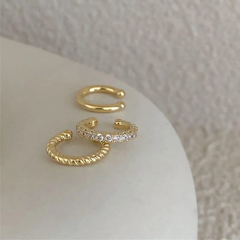 Fashion Exquisite Crystal Zerconia Ear Cuff Earrings for Woman Non Piercing Leaf Clip Earrings Christmas Jewelry Gift