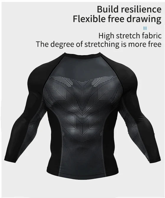 New UPF 50+ Rashguard Men's Surfing T-Shirt Quick Dry UV Protection Breathable Long Sleeve Beach Surf Wear Fitness Running Shirt